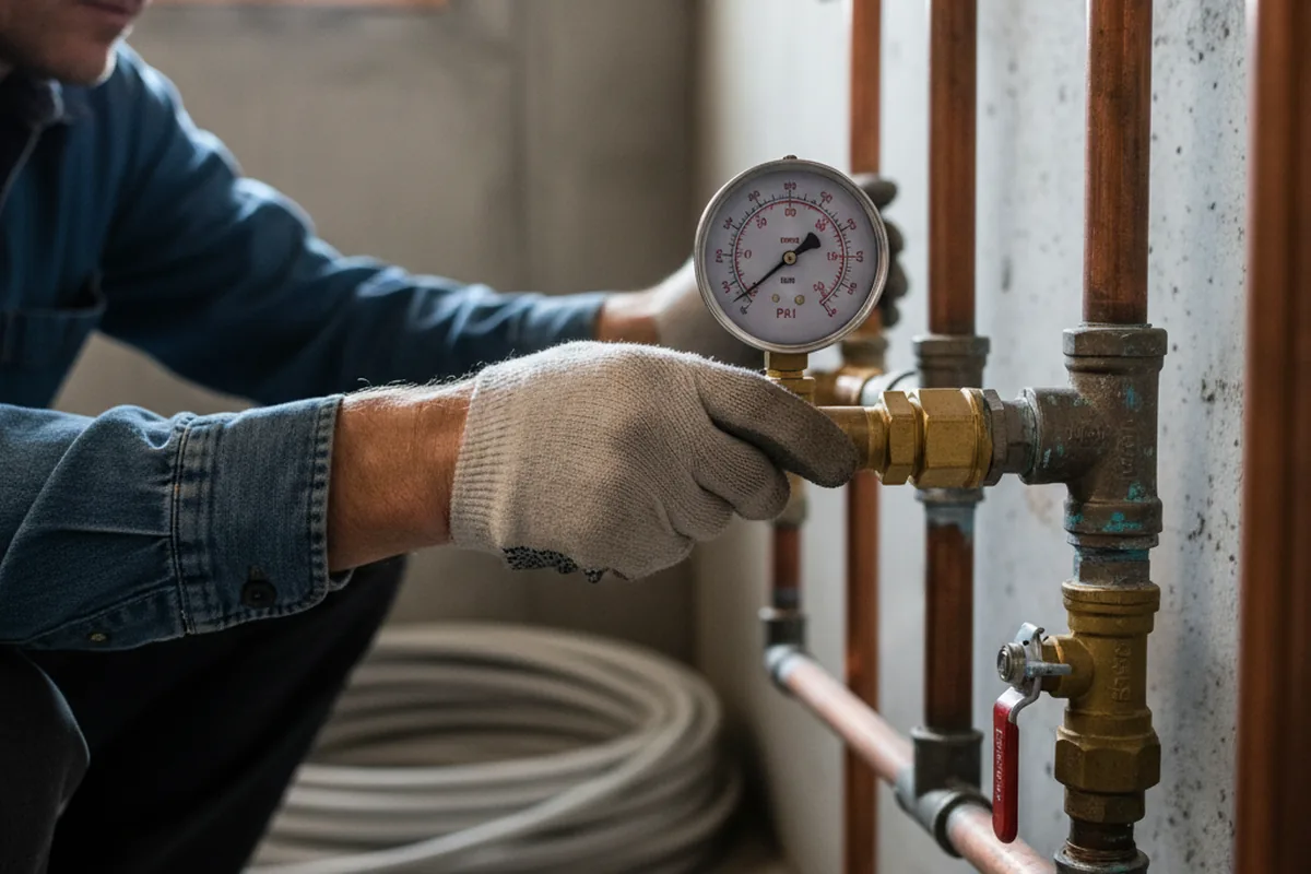 Pressure testing a repaired line during Water Line Repair in Alvin